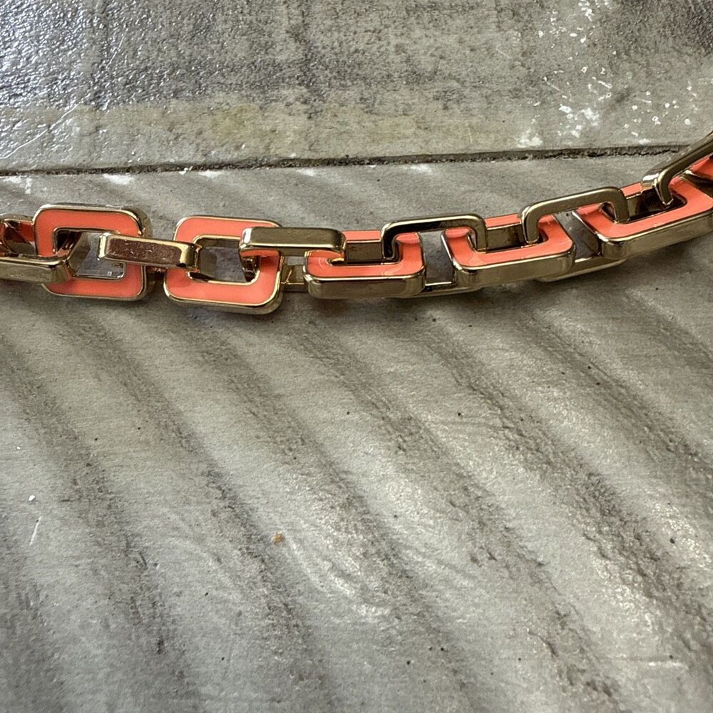 Ann Taylor Coral Enamel Link Necklace & Bracelet Set - Picture 8 of 11